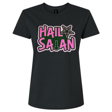 Black t-shirt with 'Hail Salam' text design on a white background